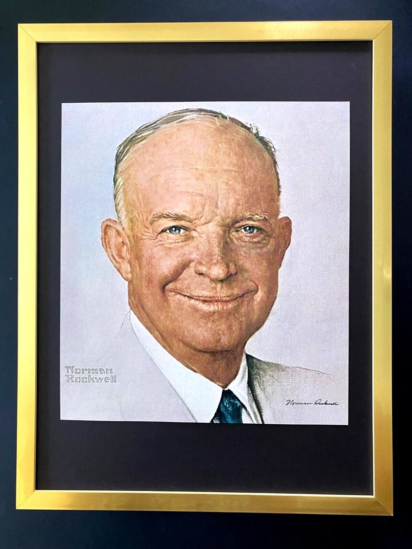 NORMAN ROCKWELL + DWIGHT D. EISENHOWER + CIRCA 1970'S + SIGNED PRINT FRAMED (1 of 3)