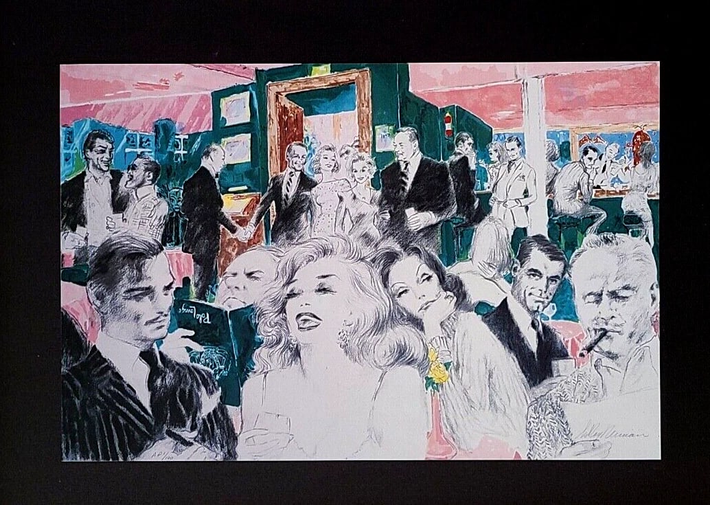 LEROY NEIMAN + 1990's VINTAGE SIGNED PRINT FRAMED + POLO LOUNGE + CLARK GABLE - 2