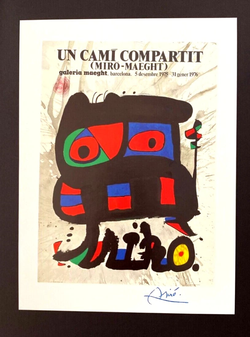 JOAN MIRO 1975 BEAUTIFUL SIGNED PRINT+ MOUNTED & FRAMED BARCELONA EXPOSITION - 2