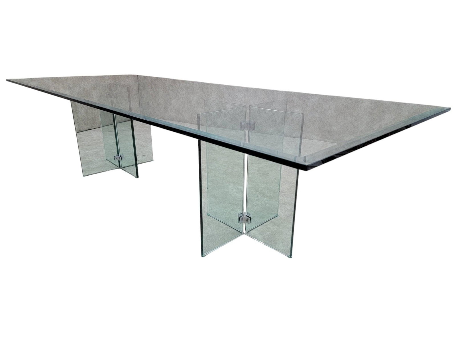 MCM Peter Ghyczy Style Beveled Glass Top Pedestal Dining/Table/ Desk - 3