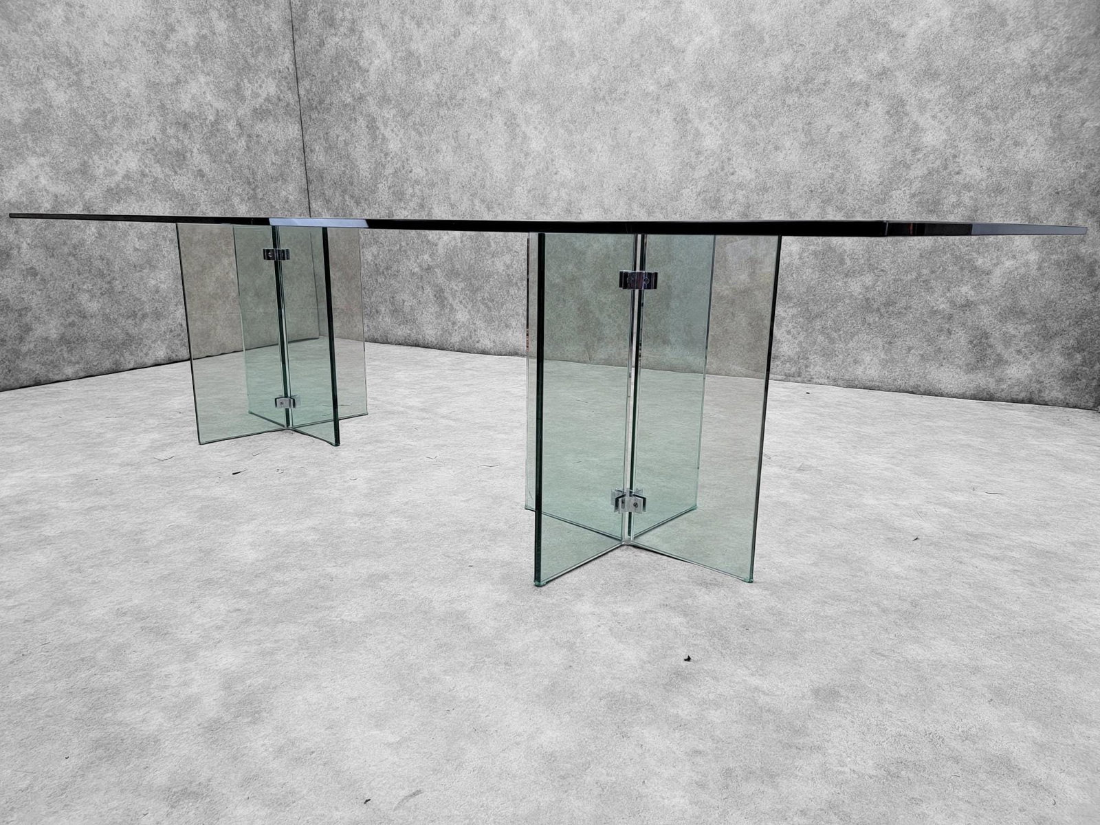 MCM Peter Ghyczy Style Beveled Glass Top Pedestal Dining/Table/ Desk - 4