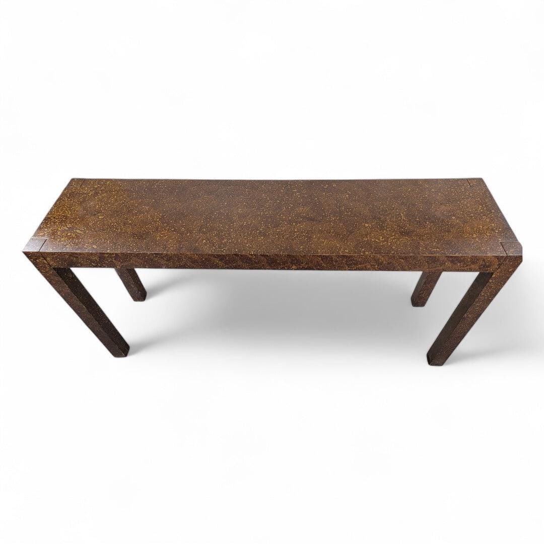 MCM Milo Baughman Style Faux Tortoise Parsons Sofa/Console Table - 5