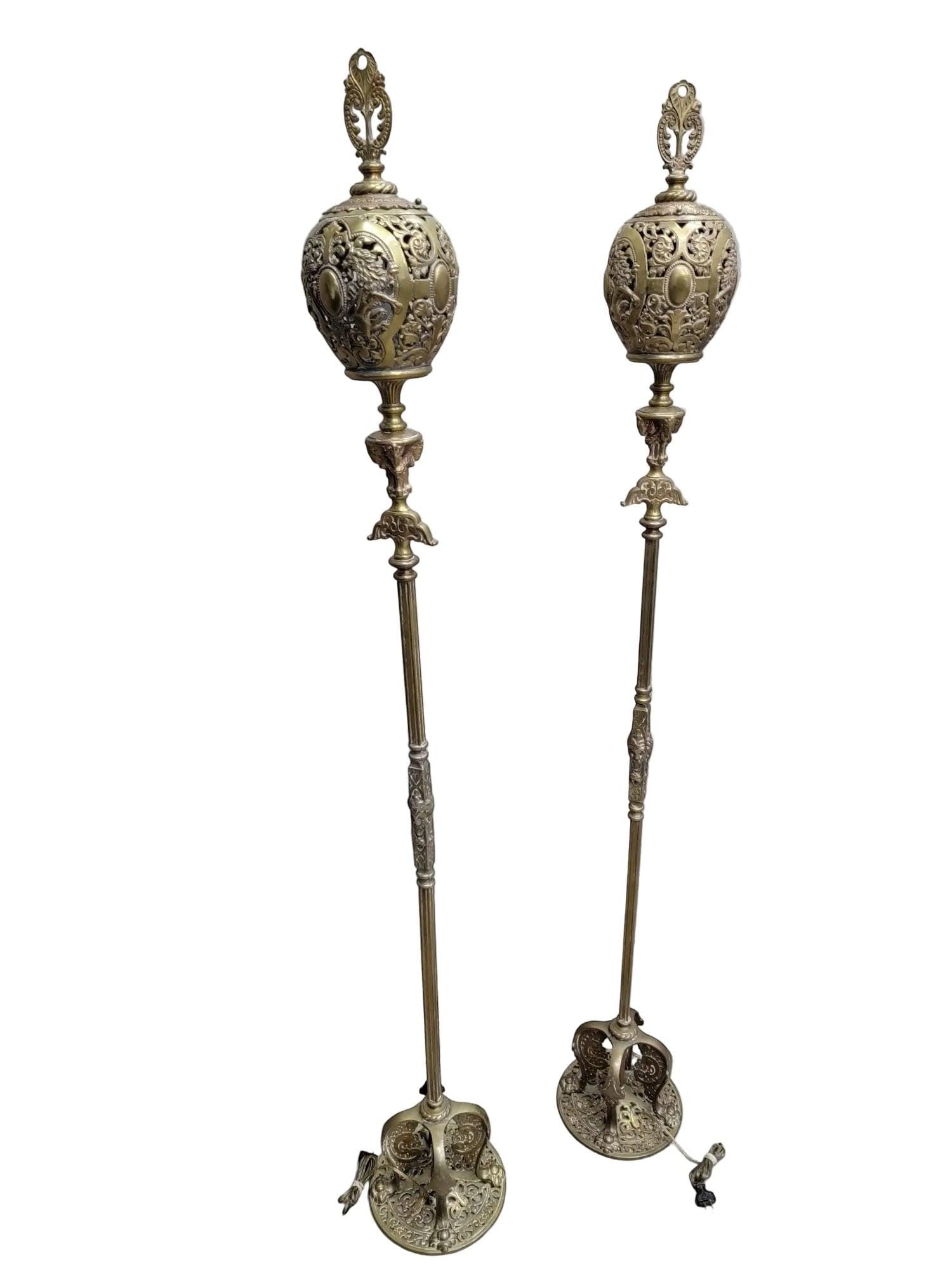 Antique Art Deco Oscar Bruno Bach Figural Floor Lamps - Pair - 7