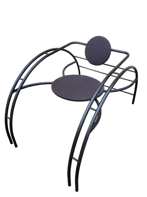 Vintage Quebec 69 Spider Chair by Les Amisca: Overall width: 26 inchesOverall height: 26 inchesOverall depth: 39 inchesSeat height: 18 inchesVintage Quebec 69 Spider Chair by Les AmiscaThis chair has a unique semicircular leg design. It has a