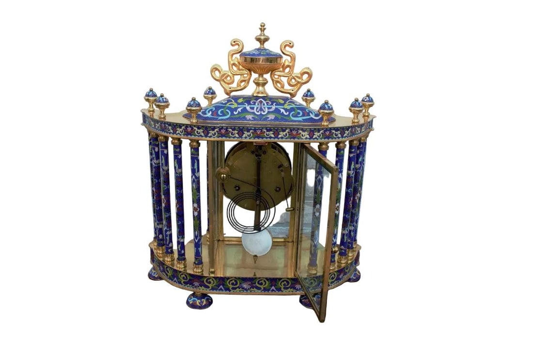 MCM Chinese Cloissoné Mantel Clock - 3