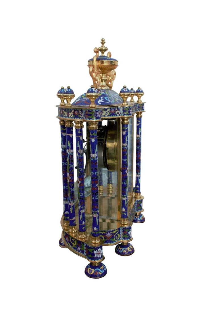 MCM Chinese Cloissoné Mantel Clock - 5