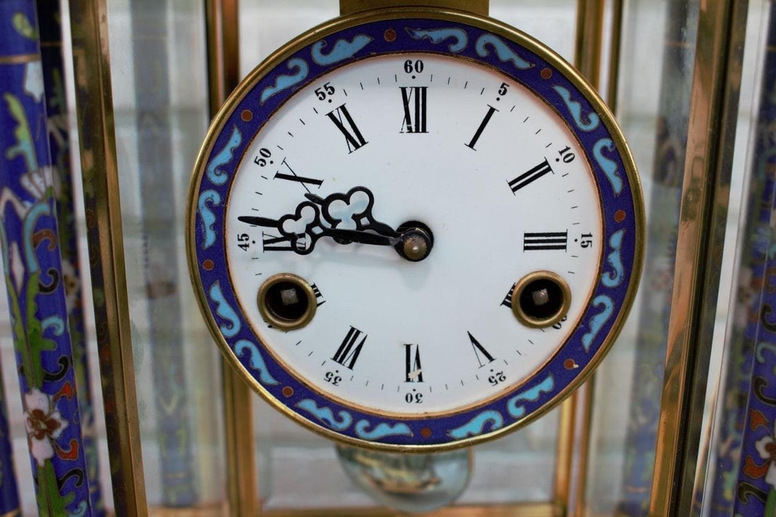 MCM Chinese Cloissoné Mantel Clock - 7
