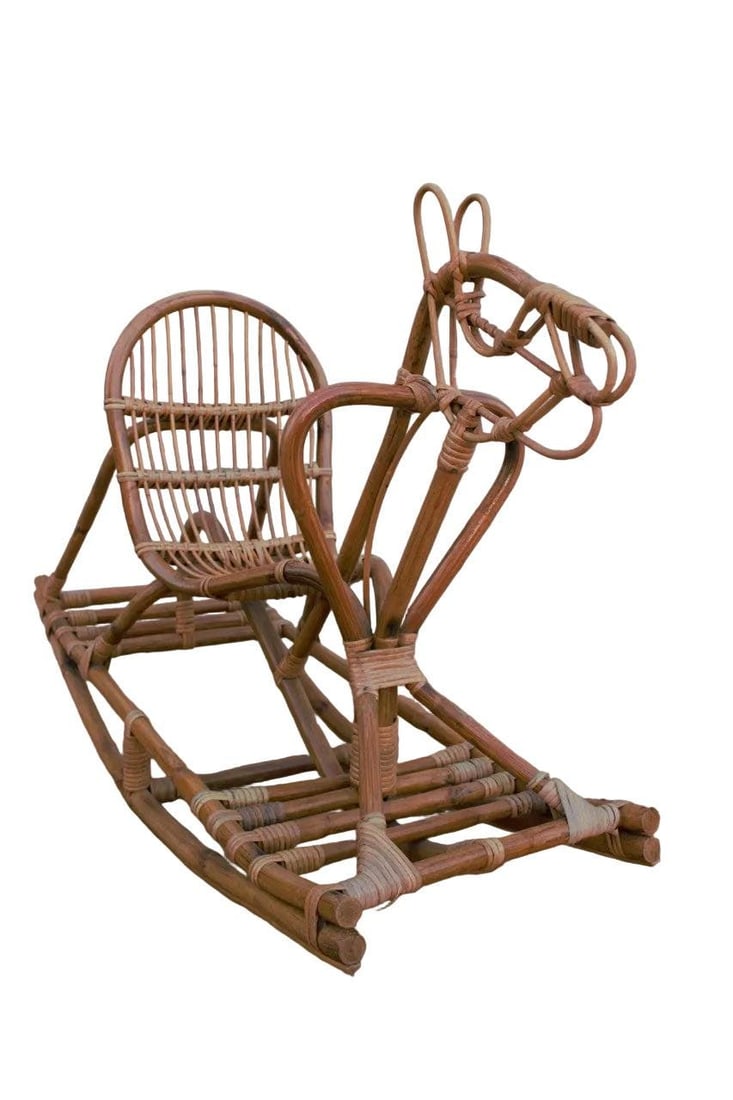 MCM Italian Wicker Rocking Horse - 3