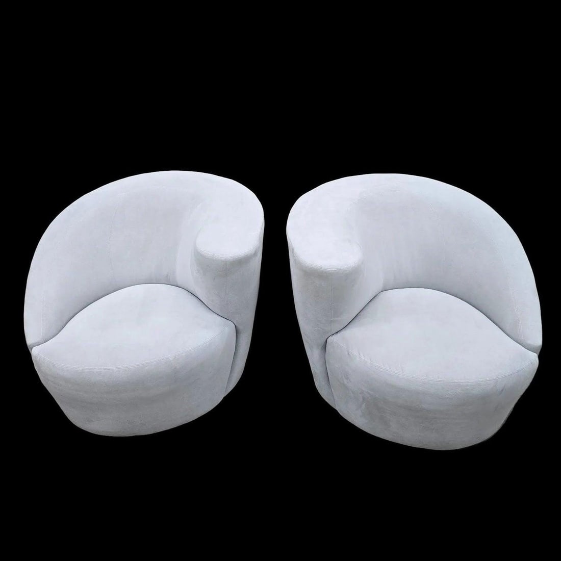 MCM Vladimir Kagan Nautilus Asymmetrical Swivel Lounge Chairs - Pair - 2