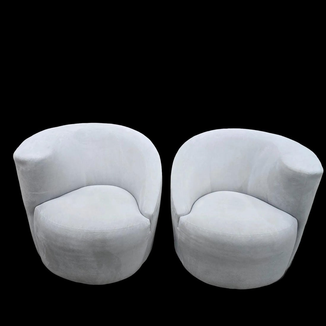 MCM Vladimir Kagan Nautilus Asymmetrical Swivel Lounge Chairs - Pair - 6