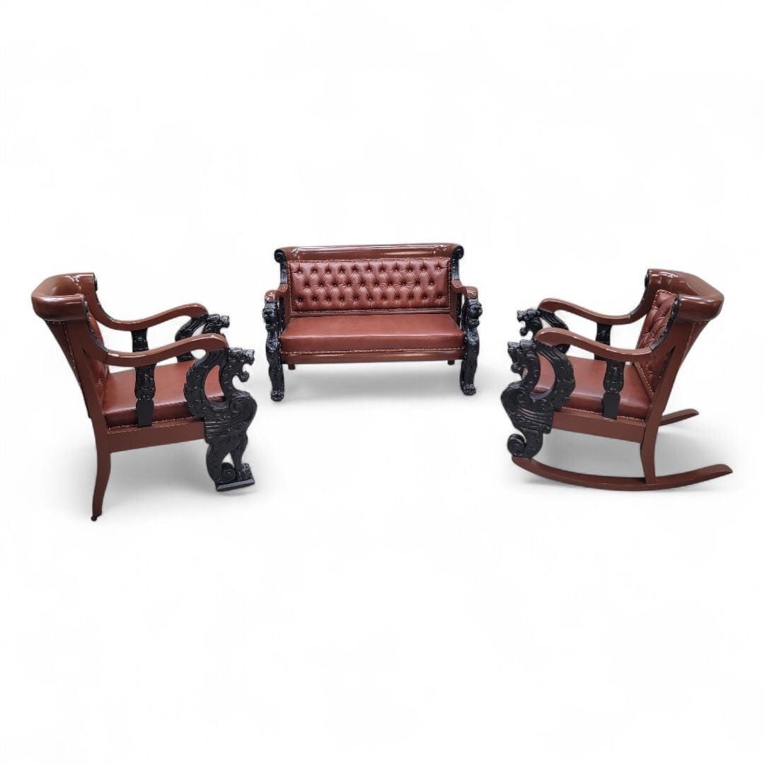 Antique R.J. Horner Style Carved Winged Griffin Parlor Set Newly Reupholstered - 2