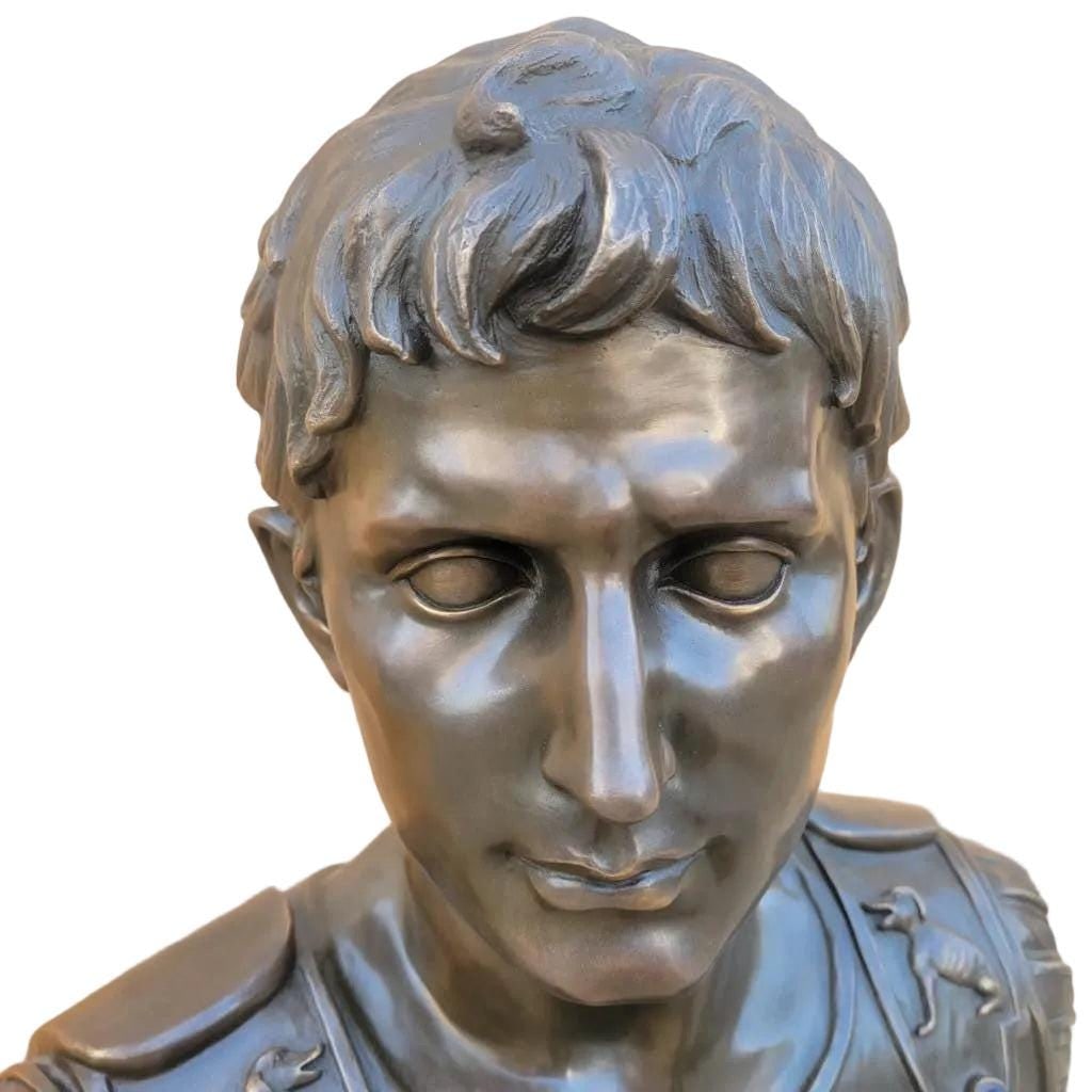 Vintage Italian Grand Tour Bronze Bust of Julius Augustus Caesar - 6