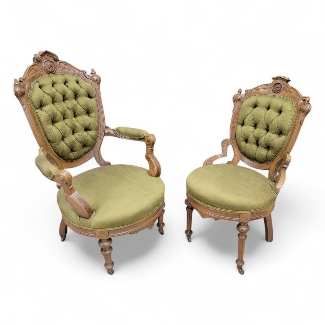 Antique Victorian John Jelliff Style Carved Chairs - Set of 2 (1 of 7)