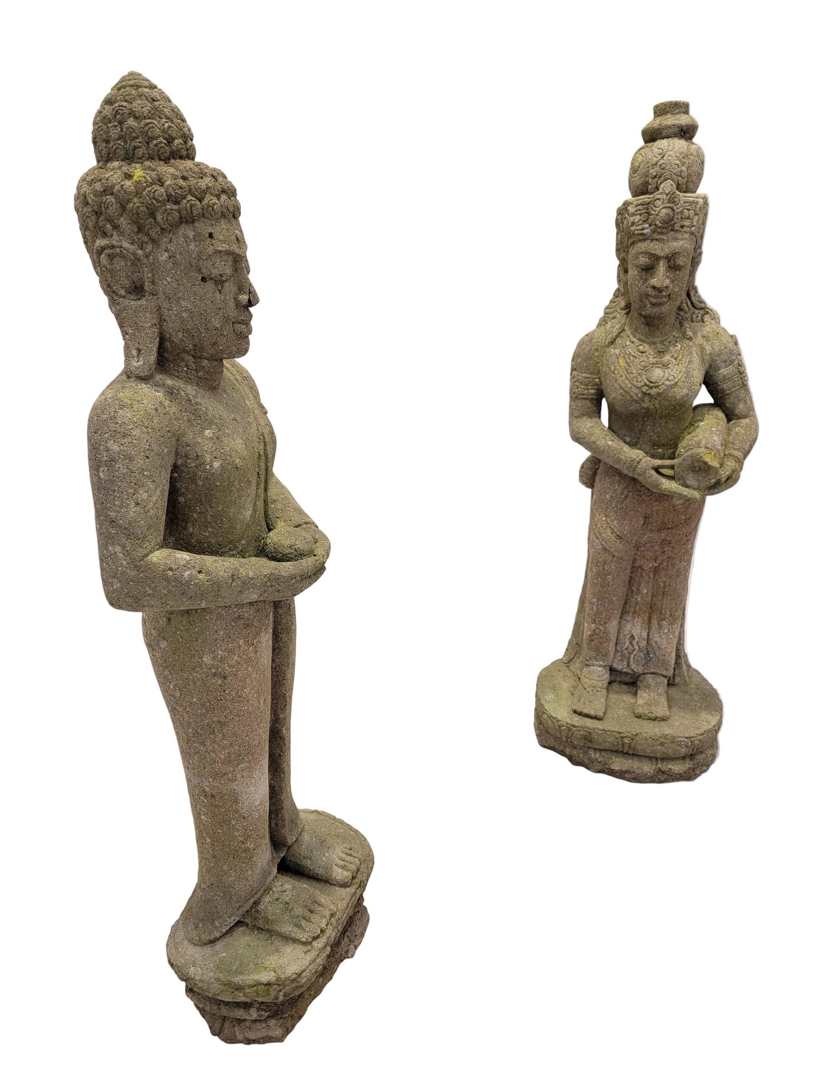 Antique Balinese Buddha and Dewi Tara Goddess Statues - Set of 2 - 3