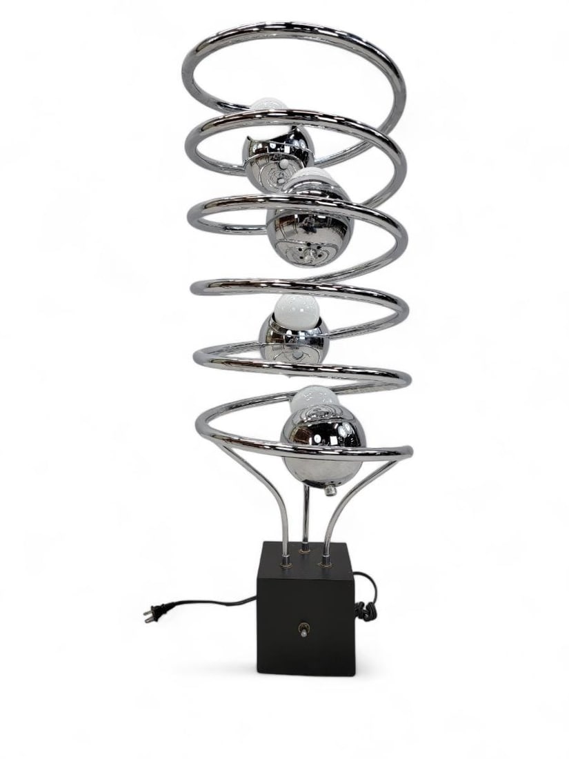 MCM Atomic Space Age Chrome Abstract Table Floor Lamp - 2