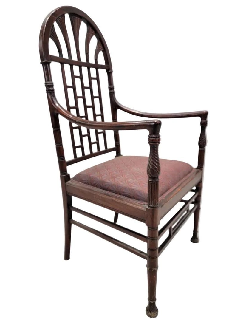 Antique American Aesthetic Carved Mahogany Armchair - 4
