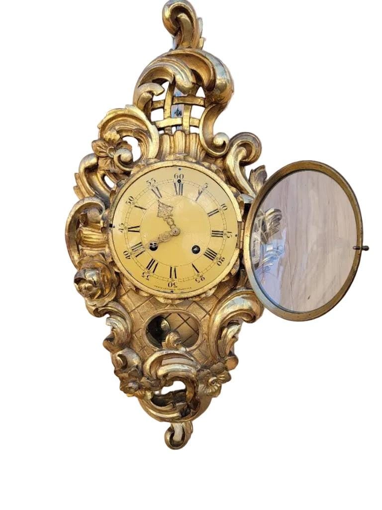 Antique Swedish Westerstrand Gold Rococo Cartouche Clock - 5