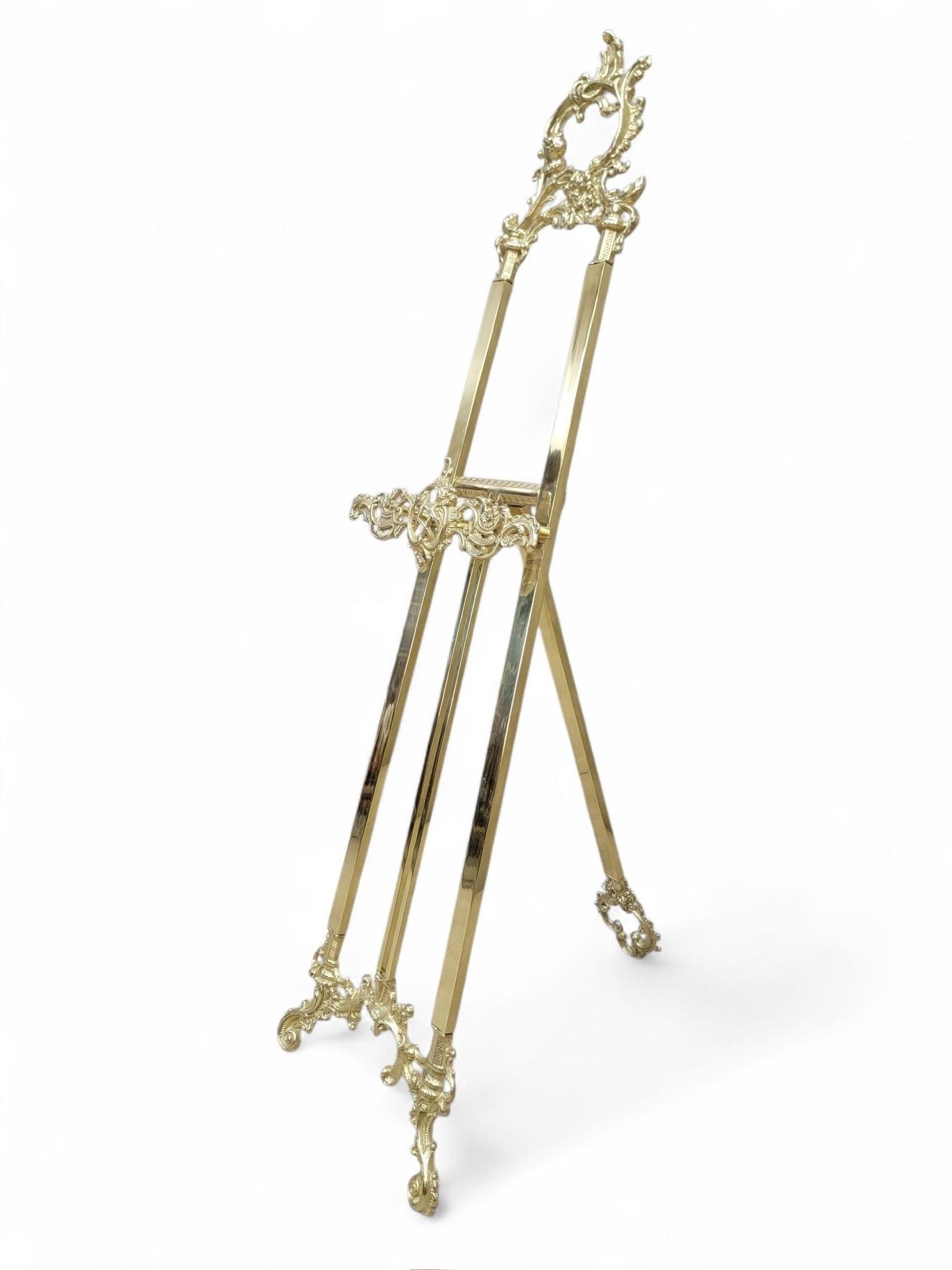 Vintage Italian Rococo Style Brass Painting Easel: Supplies for making craftsMaterials: metalVintage Italian Rococo Style Brass Painting EaselOrnate and sculptural, this vintage Italian painting easel is crafted in brass and designed in the elegant