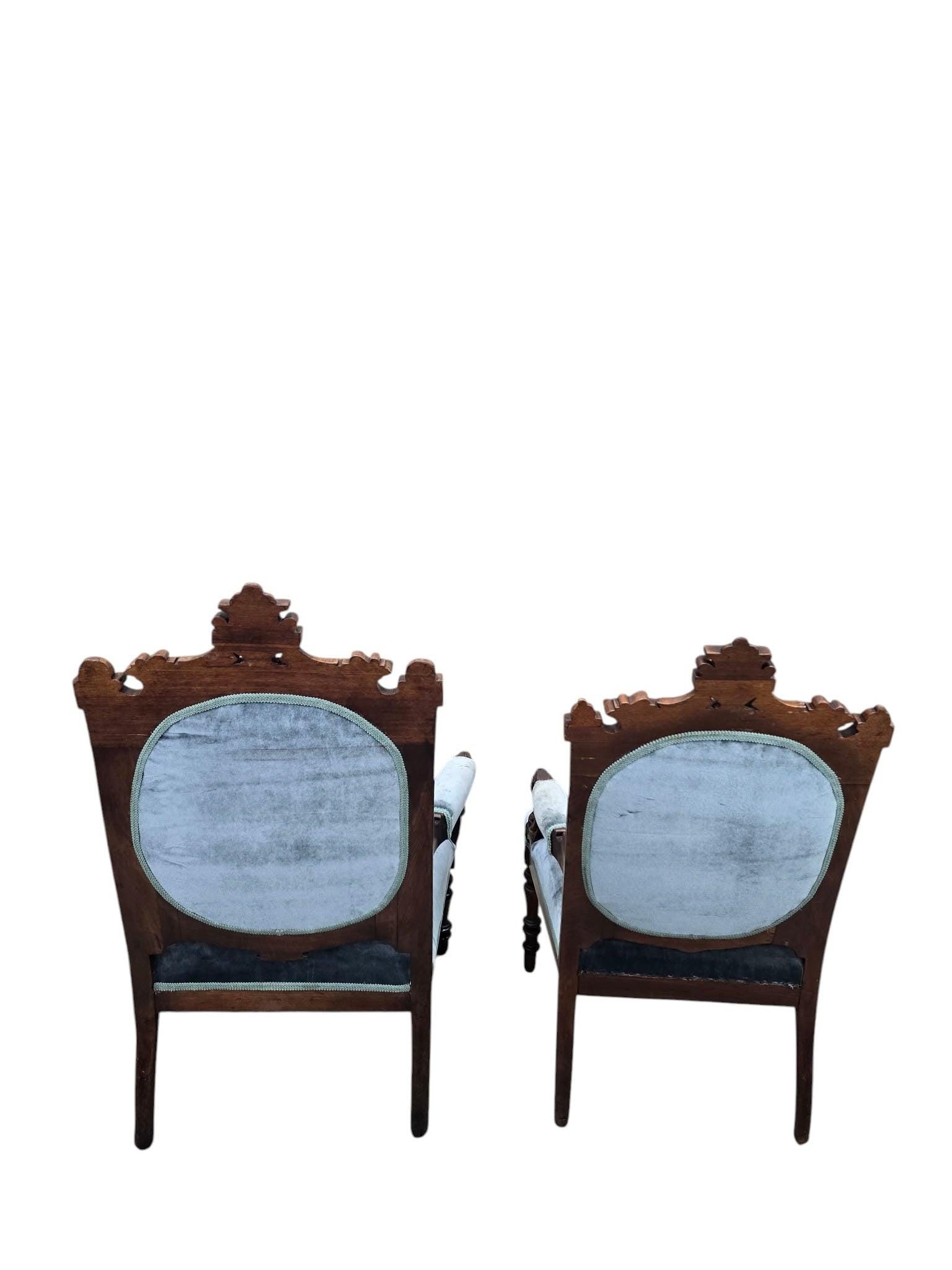new - Antique Renaissance Revival Carved Chairs by John Jelliff - Set of 2 - 2