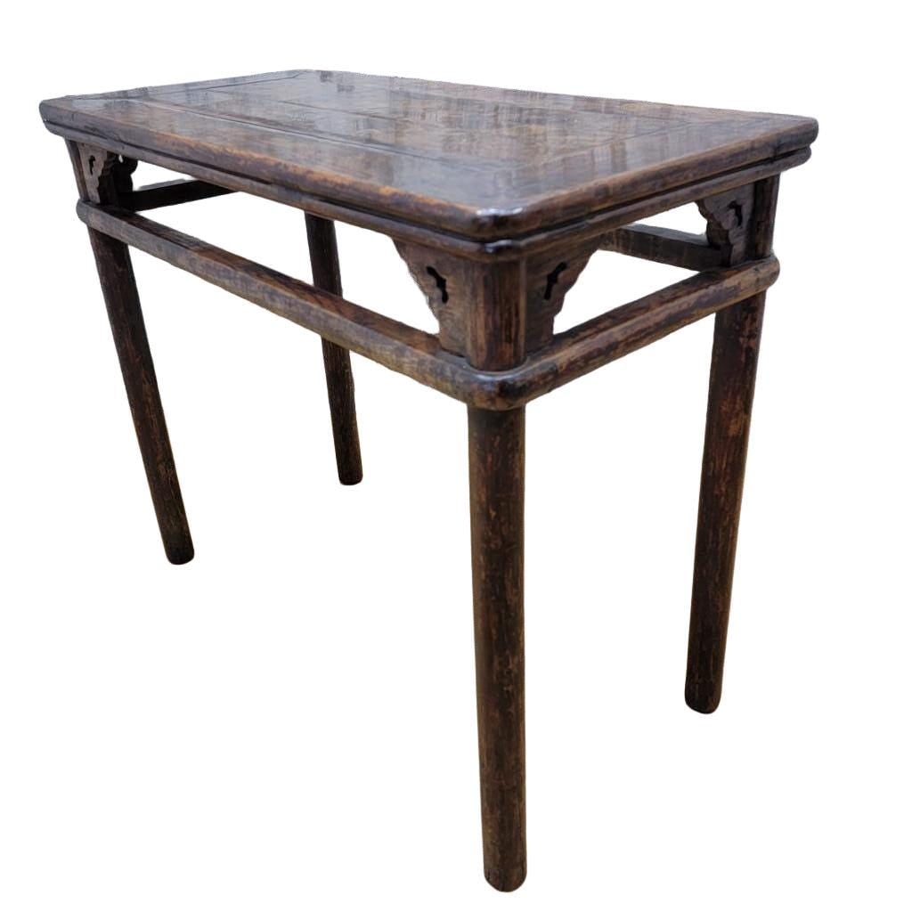 Antique Shanxi Province Elm Accent Table: Materials: woodAntique Shanxi Province Elm Accent TableThis antique Shanxi province elm table has its original color and patina, perfect for you rustic modern interior. The table apron has simple