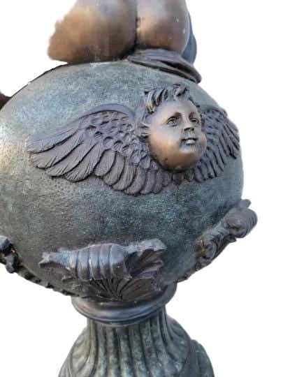 Vintage Victorian Style Winged Cherub Candelabra Bronze Statues - Set of 2 - 4