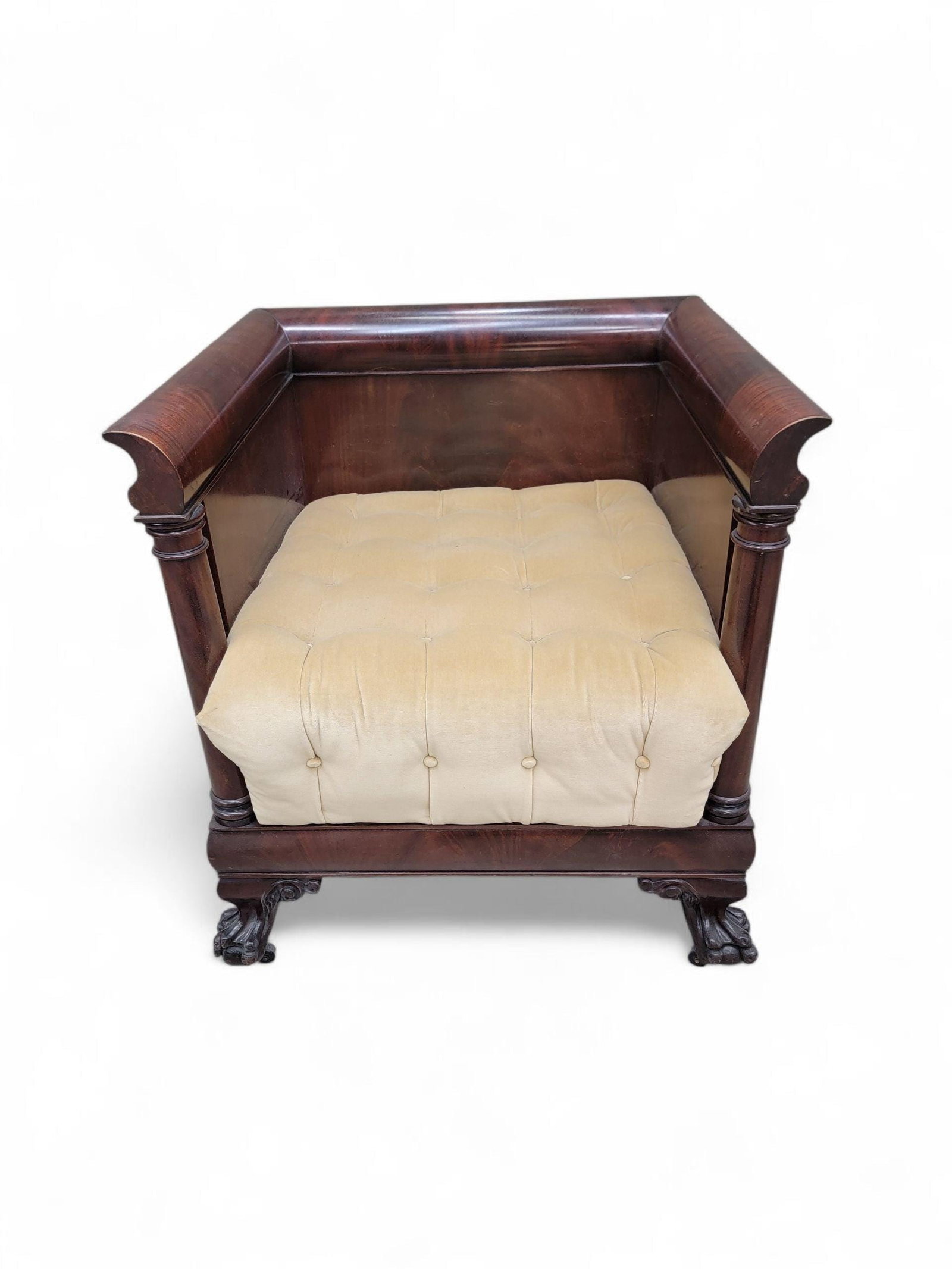 Antique English Colonial Mahogany Cube Chair - 5