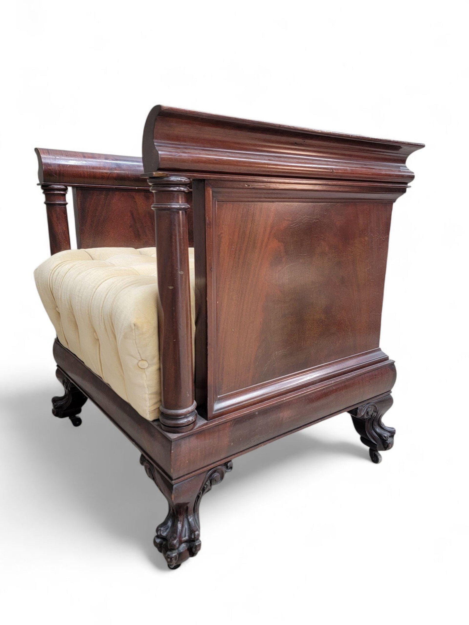Antique English Colonial Mahogany Cube Chair - 6