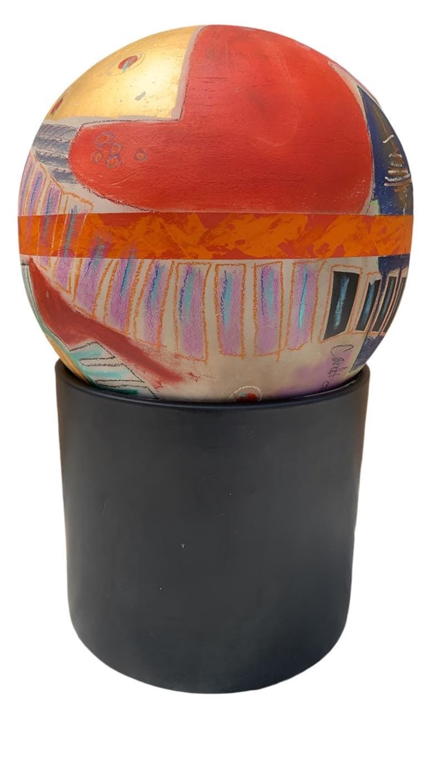 MCM Multi Color Ball Sculpture on Clay Planter - 3