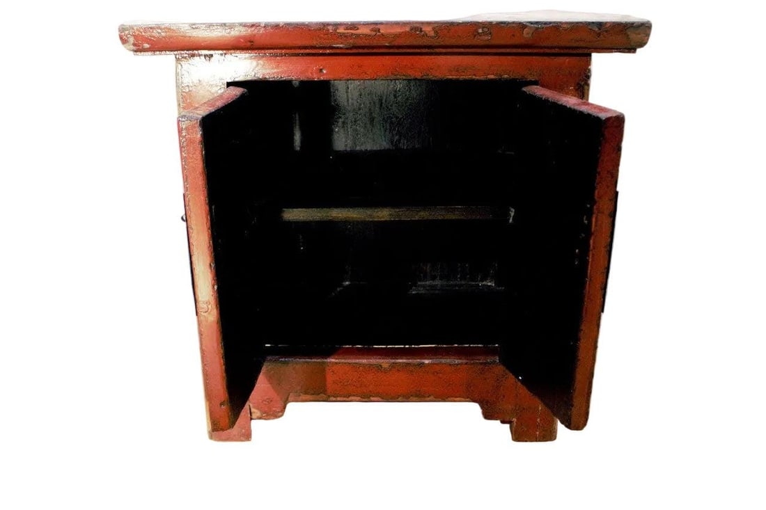 Antique Chinese Red Lacquer Kang Storage Cabinet - 6