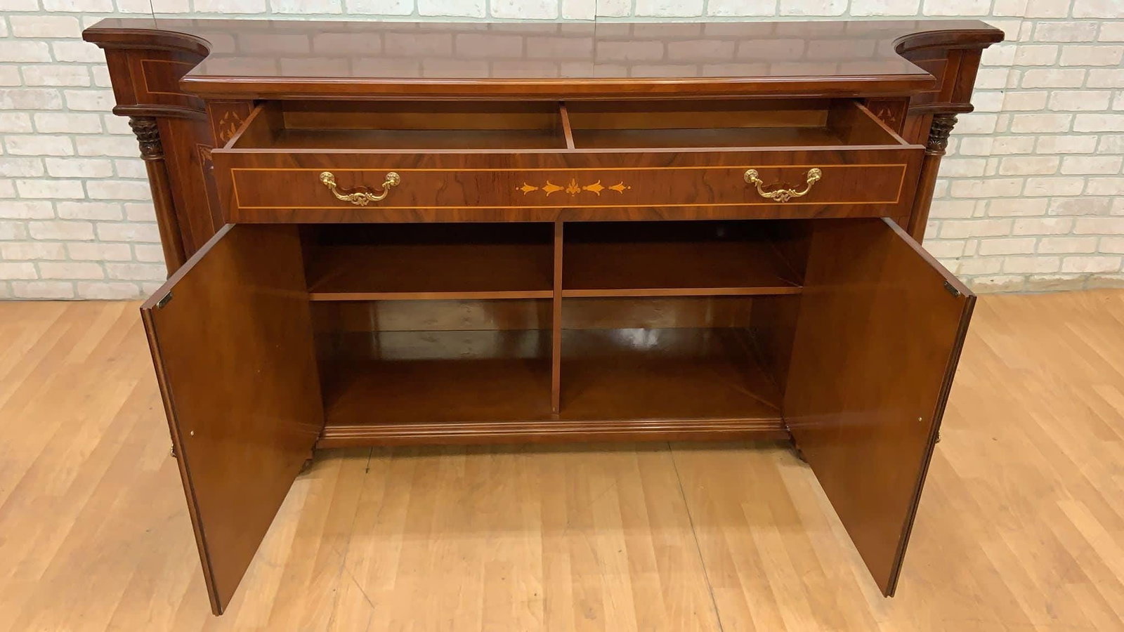 Vintage English Regency Style Inlaid Sideboard and Display Vitrine Cabinet - 5
