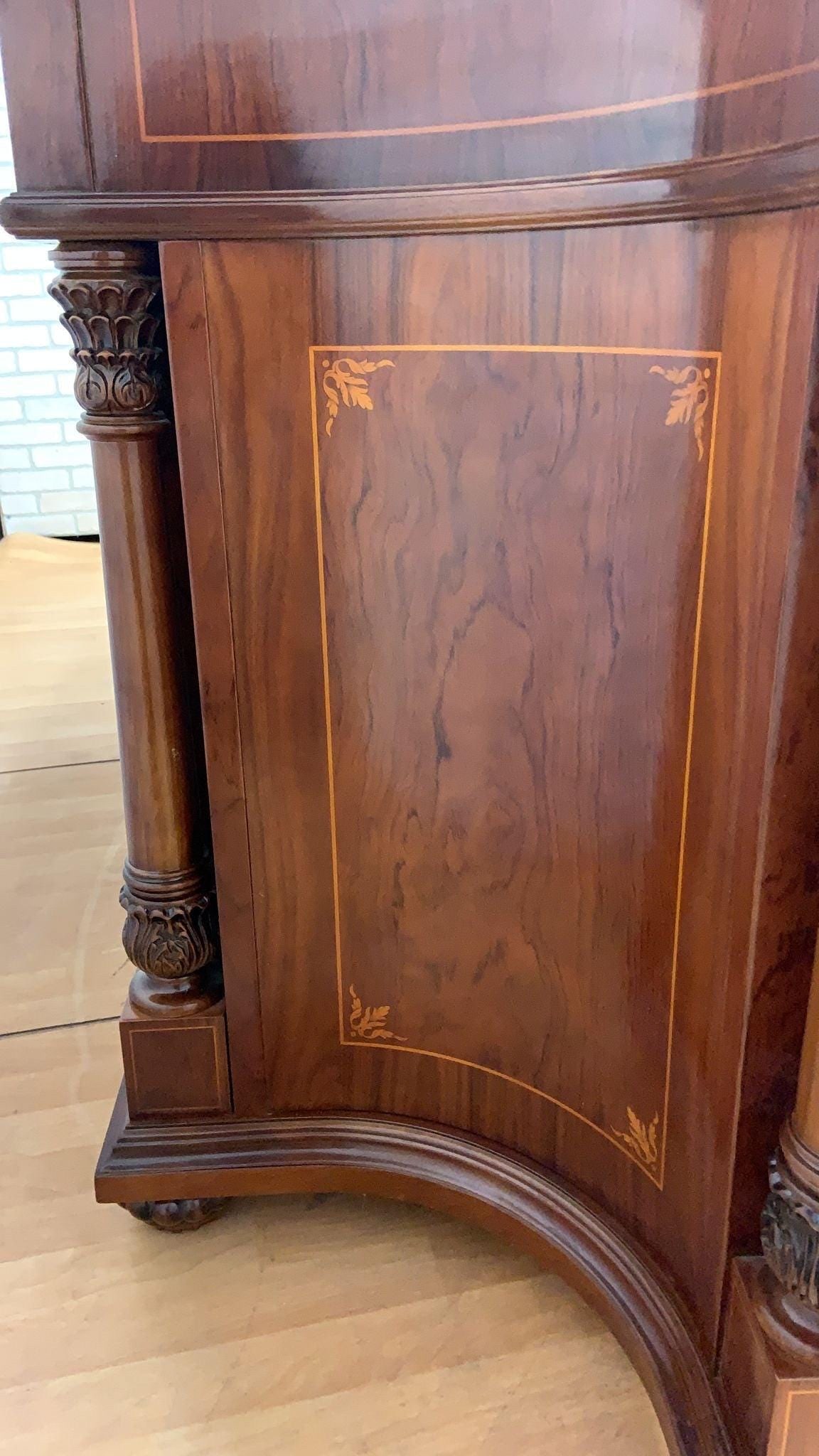 Vintage English Regency Style Inlaid Sideboard and Display Vitrine Cabinet - 6