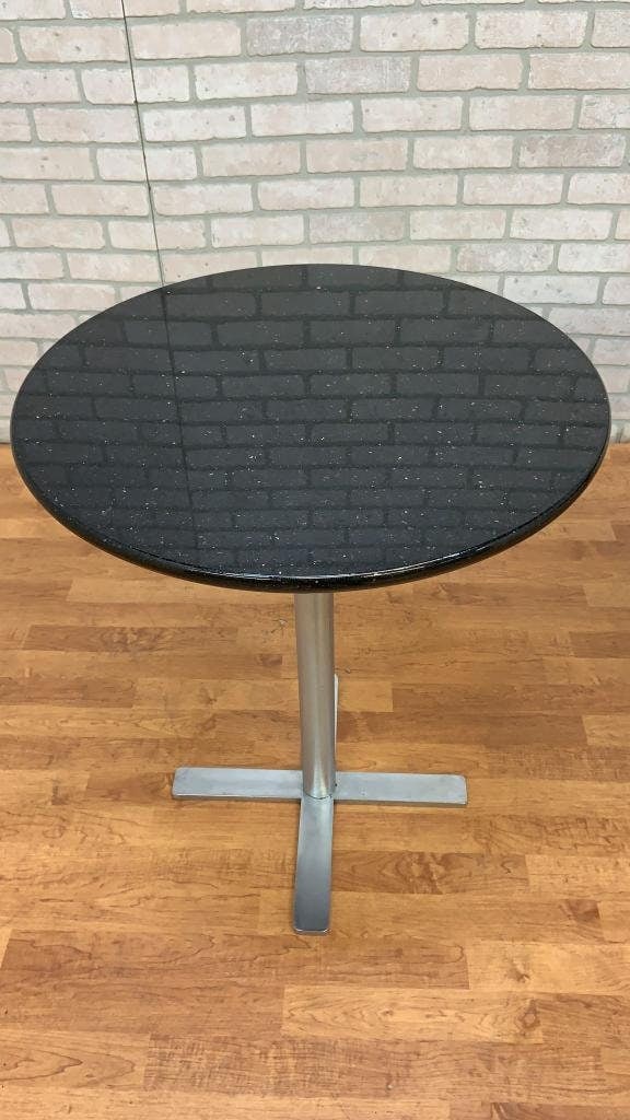 Vintage Granite Top Bistro Side Tables - Pair - 6