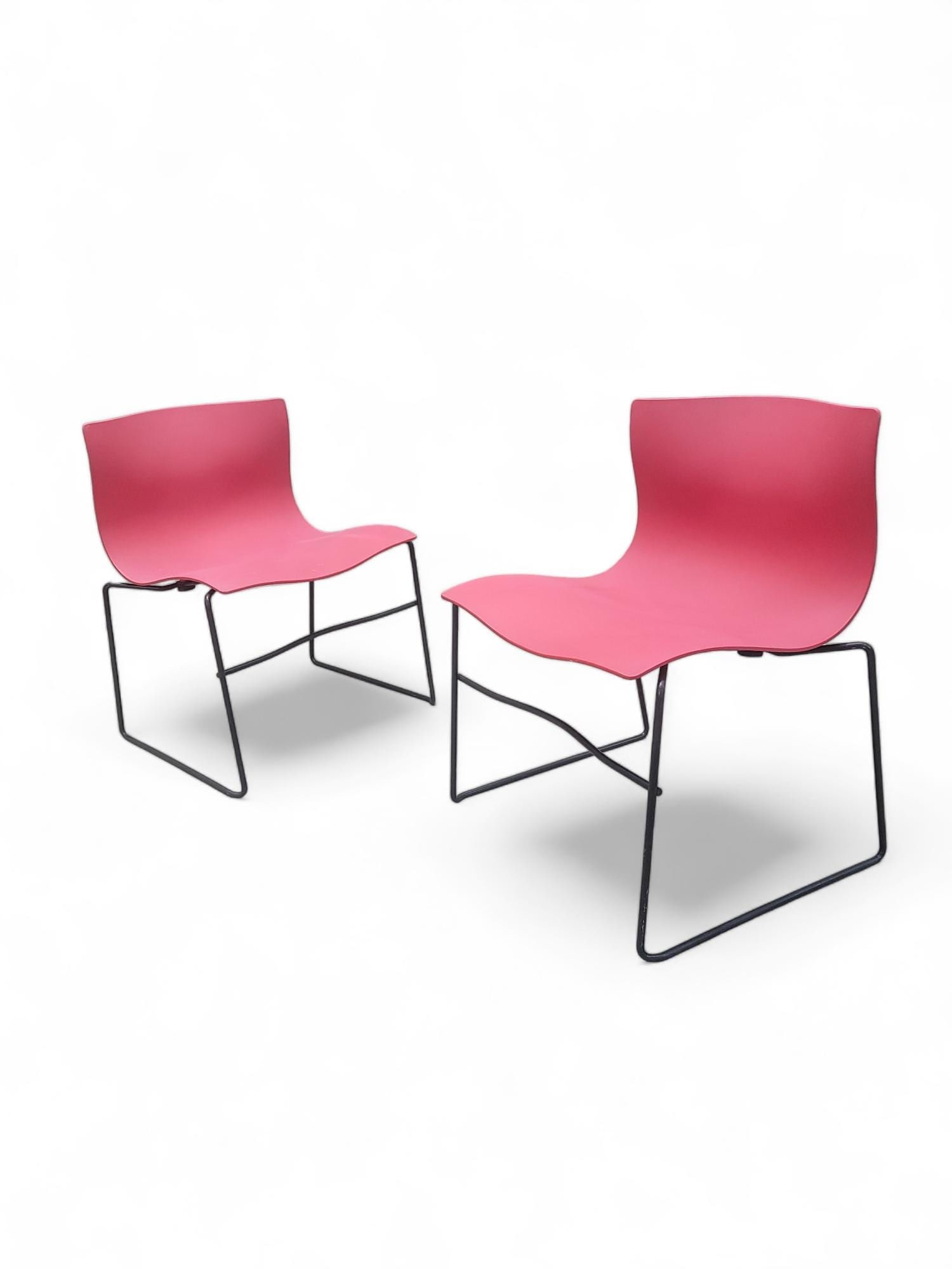 Mid Century Modern Massimo Vignelli for Knoll International Handkerchief Chairs in Red - 4 Piece Set - 6