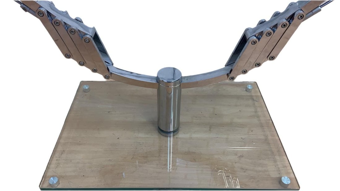 Vintage Italian Mod Glass Top Extending 2 Arm Cocktail Table - 7