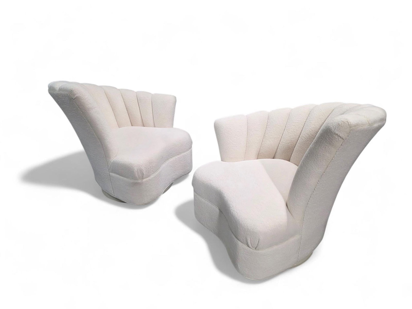 Hollywood Regency Art Deco Style Asymmetrical Channel Back Chairs Newly Reupholstered - 2
