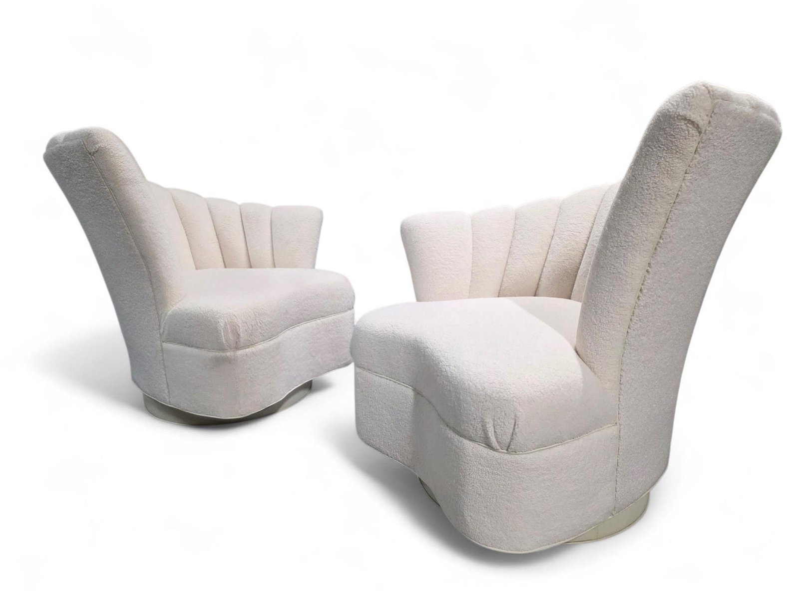 Hollywood Regency Art Deco Style Asymmetrical Channel Back Chairs Newly Reupholstered - 3