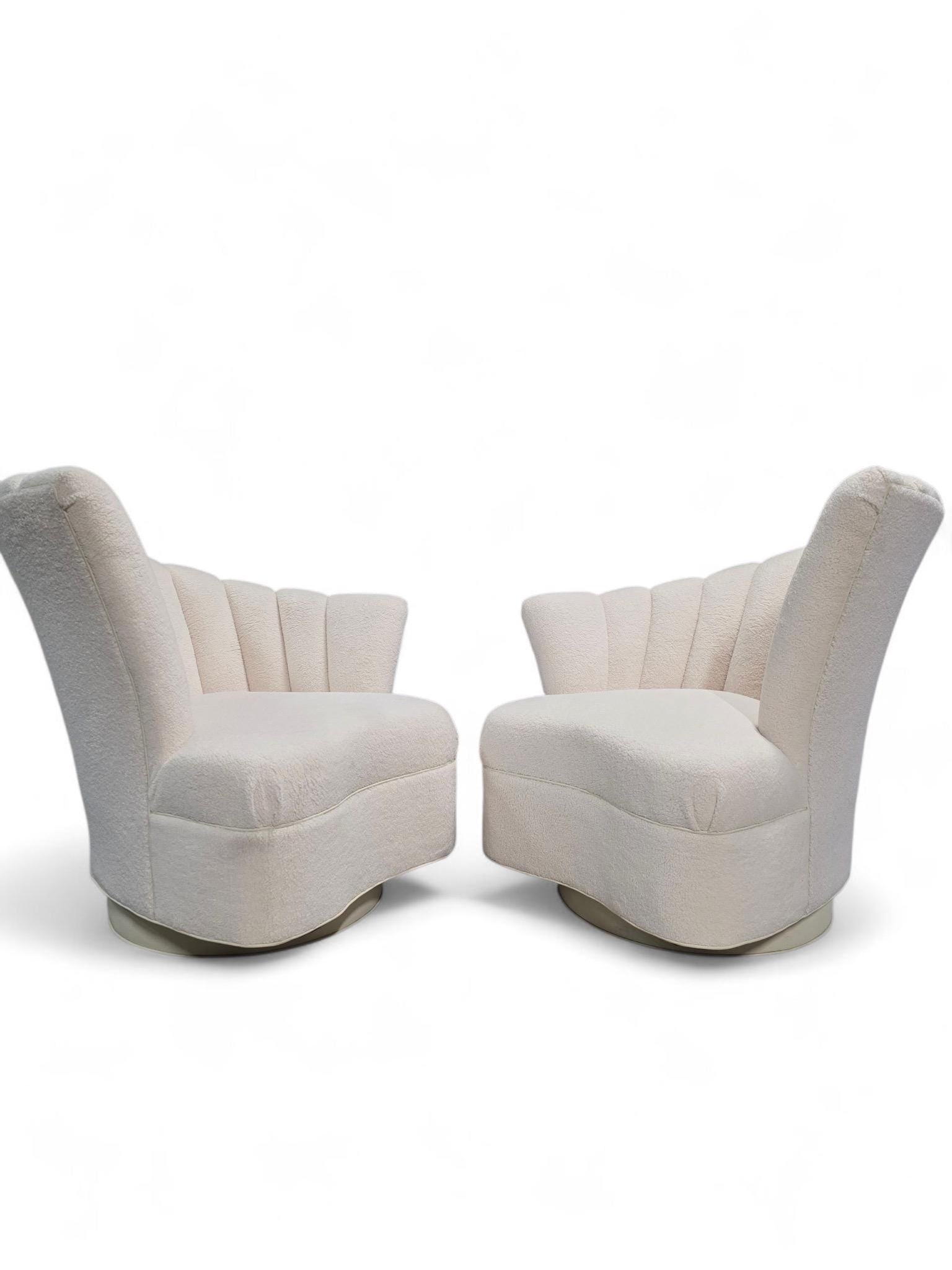 Hollywood Regency Art Deco Style Asymmetrical Channel Back Chairs Newly Reupholstered - 4