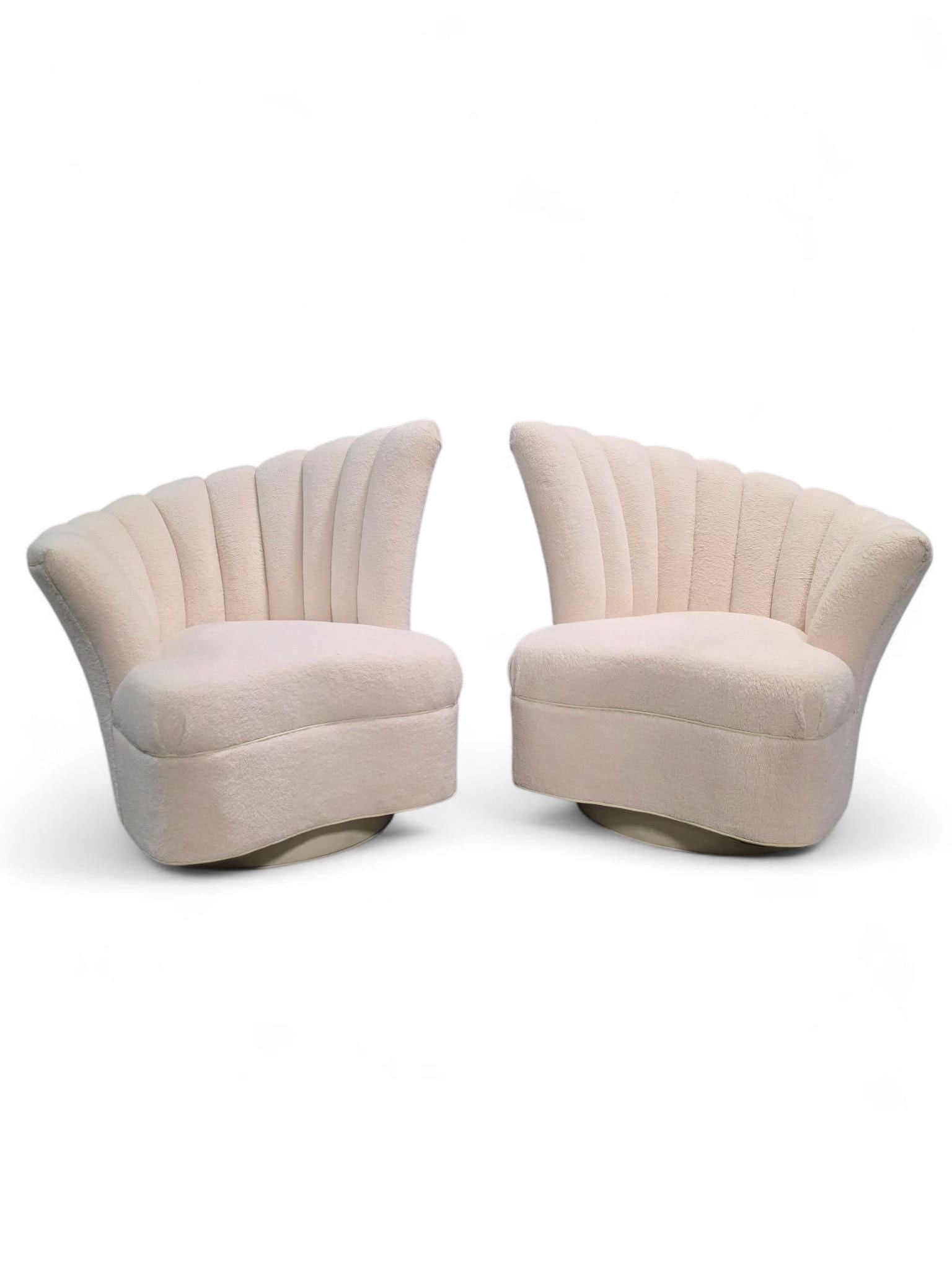 Hollywood Regency Art Deco Style Asymmetrical Channel Back Chairs Newly Reupholstered - 7