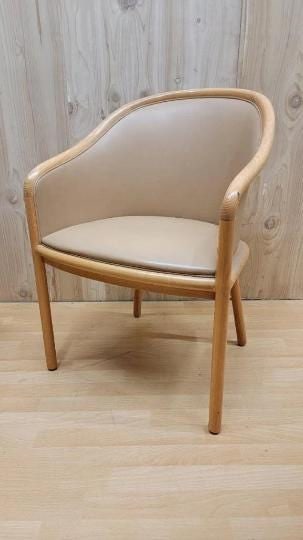 MCM Barrel Back Leather Chair by Ward Bennett - 5