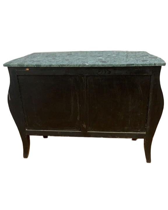 Antique French Louis XVI Style Marble Top Parquetry Bombe Chest - 6