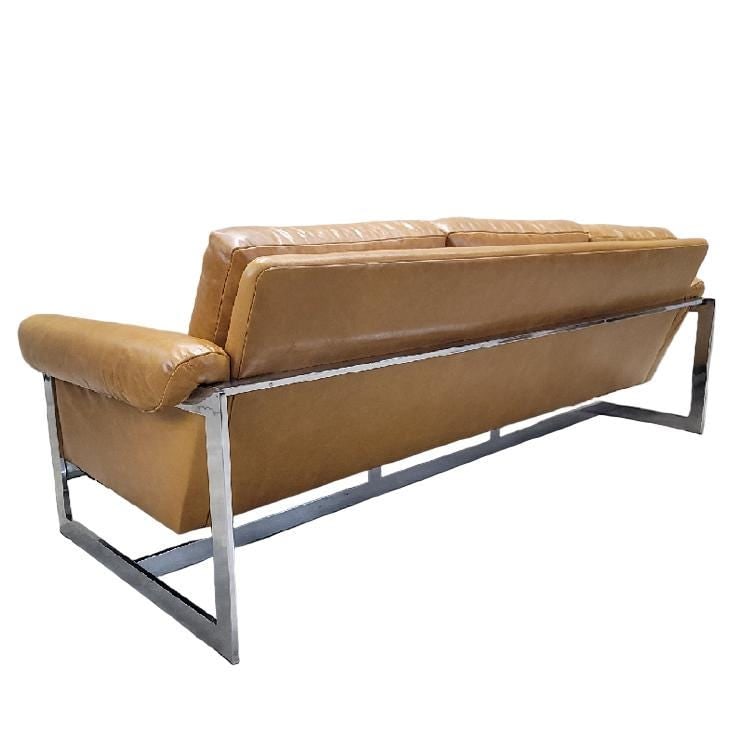 MCM Milo Baughman Style Chrome Sofa Newly Reupholstered - 5