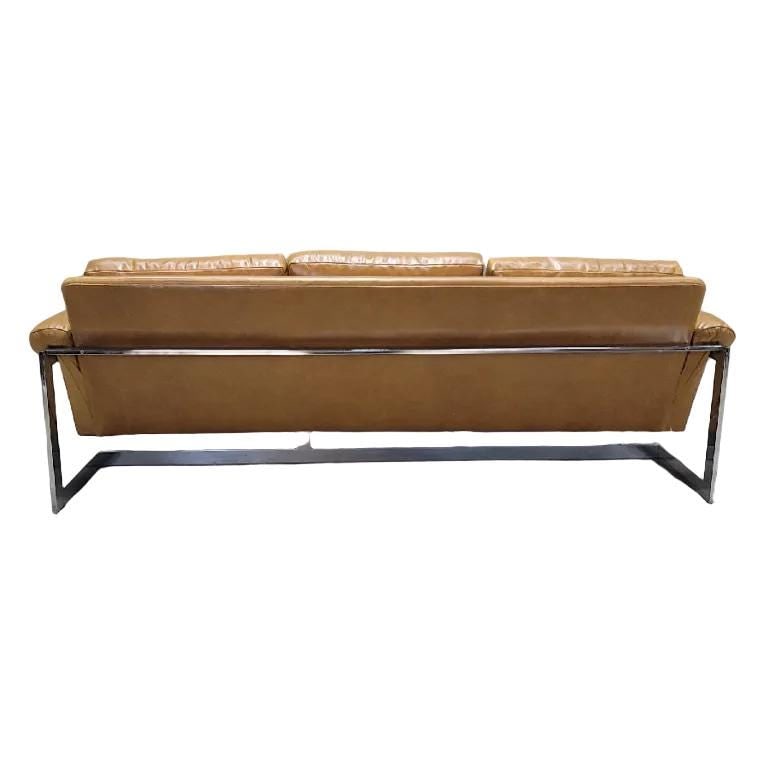 MCM Milo Baughman Style Chrome Sofa Newly Reupholstered - 6
