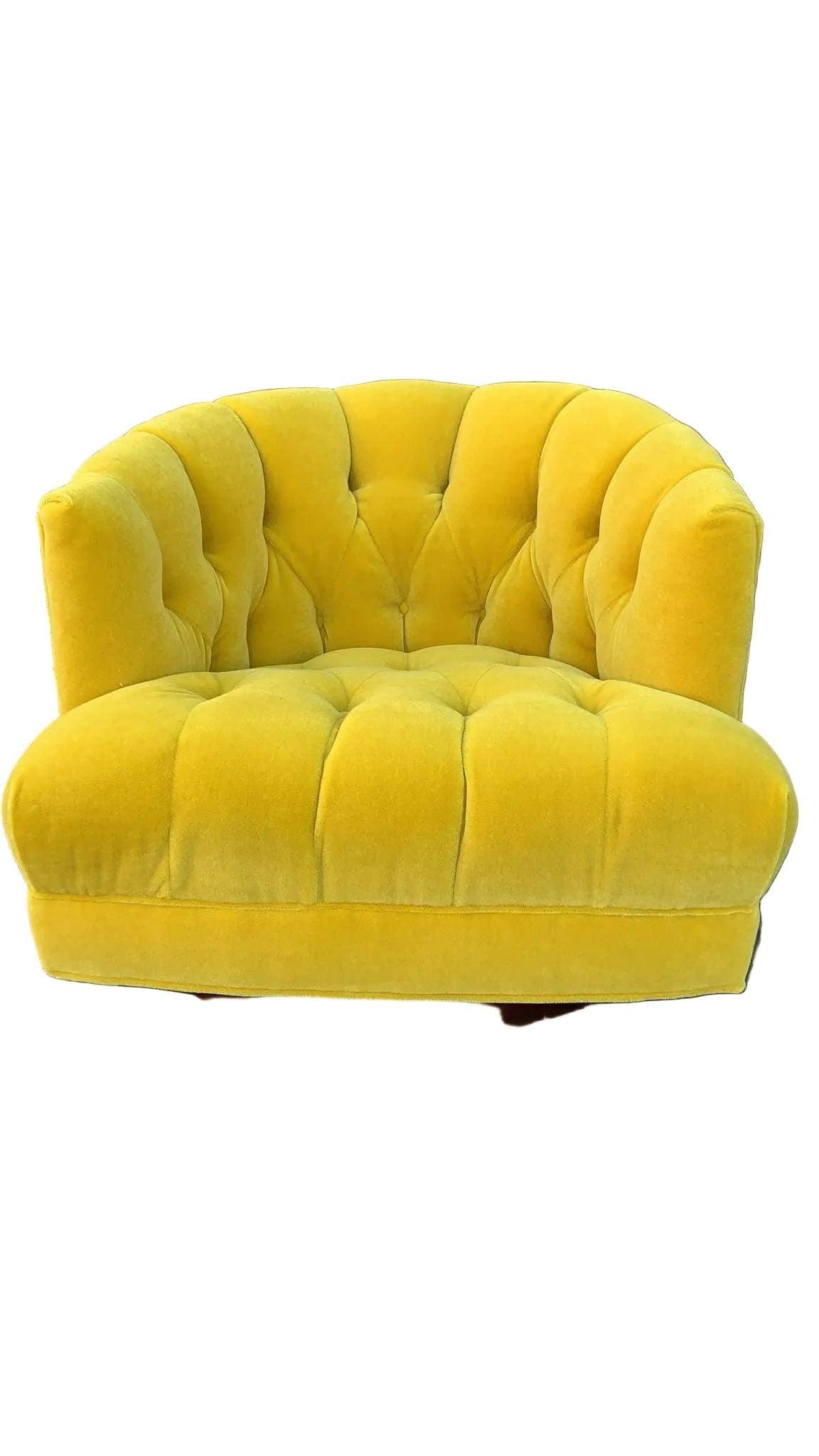 MCM Tufted Barrel Back Swivel Lounge Chair Newly Reupholstered - 5