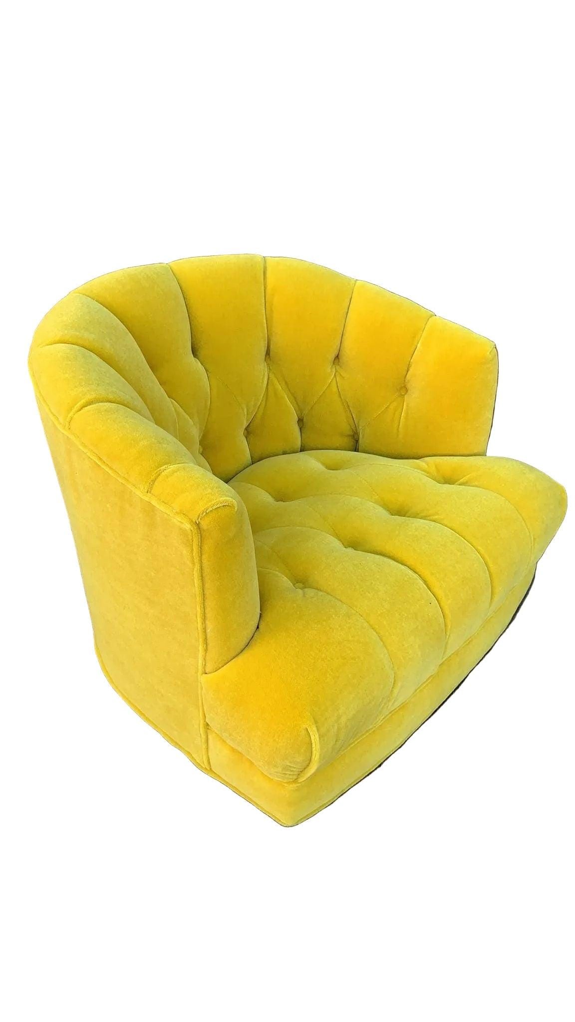 MCM Tufted Barrel Back Swivel Lounge Chair Newly Reupholstered - 7