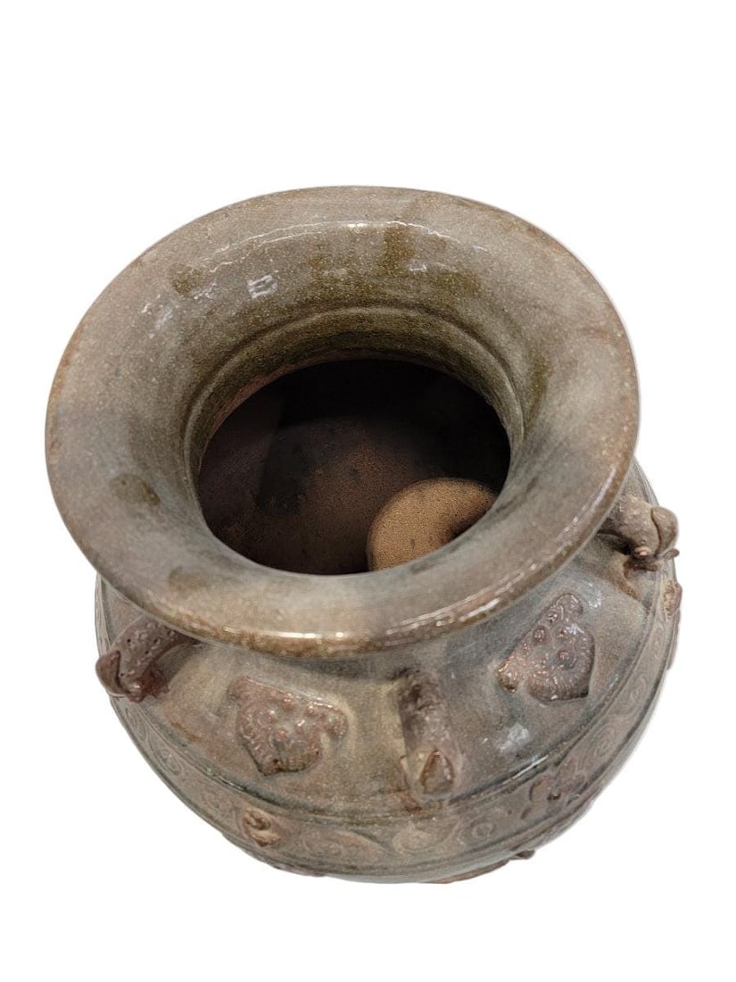Antique Decorated Brown-Glazed Mataban Vase Jar - 4