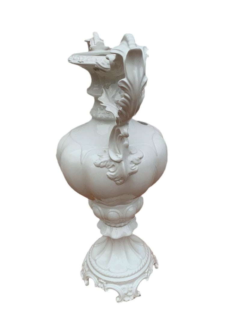 Vintage Italian Azzolin Brothers White Capodimonte Vase - 3