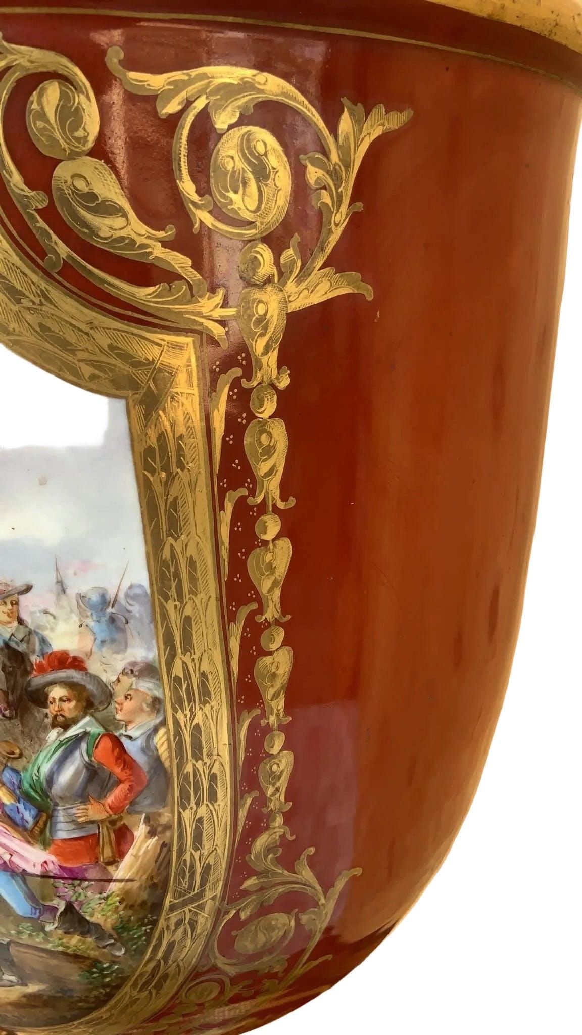 Antique Oversized French Sevres Porcelain Trumpet Vase - 3