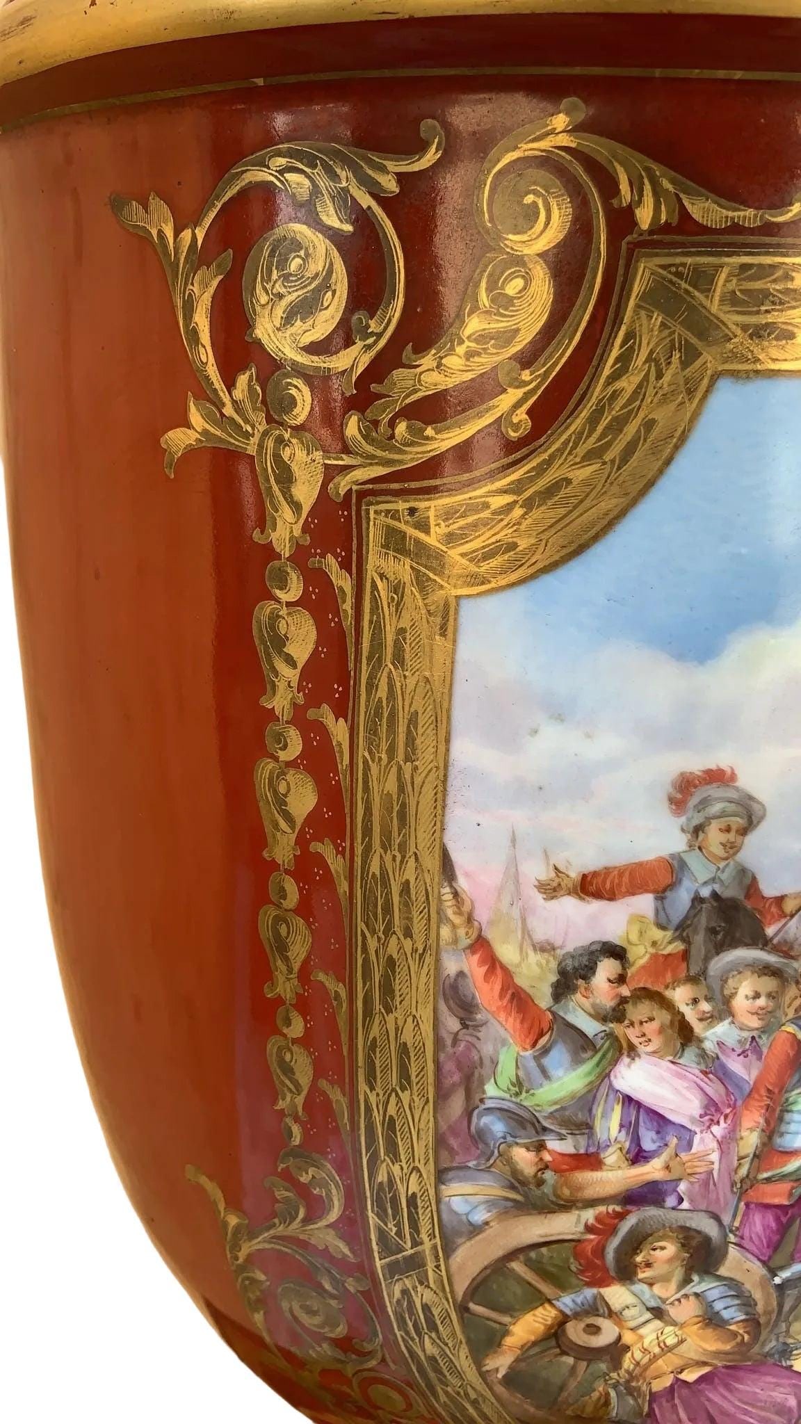 Antique Oversized French Sevres Porcelain Trumpet Vase - 6