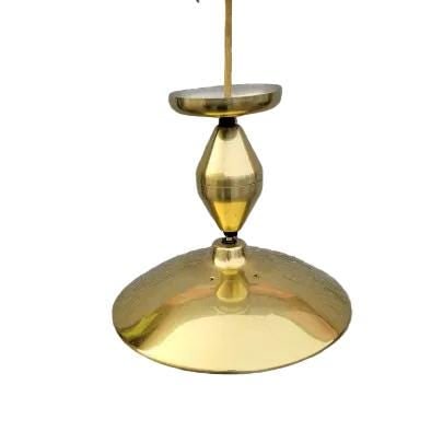 MCM Space Age Pull Down Ceiling Pendant Light: Materials: MetalMid Century Modern Space Age Pull Down Ceiling Pendant LightCirca Mid 20th Century DimensionsD 15”H 15”CONDITION: Please be aware that all items are used/vintage/antique an