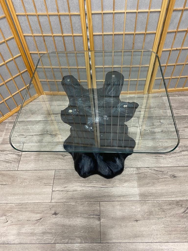 Hollywood Regency Style Black Figural Tree Stump Side Table - Pair - 2